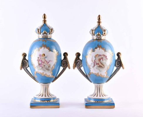 Pair of lidded vases France 20th century