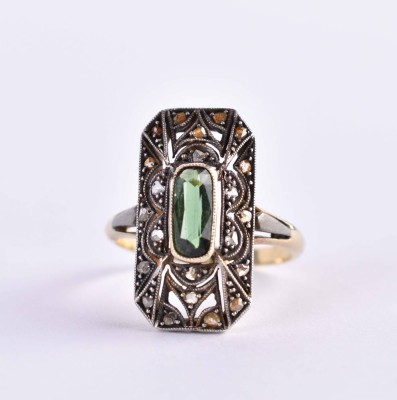 Art Deco tourmaline/diamond ring