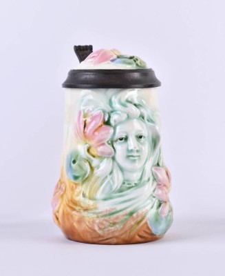 Majolica beer mug, circa 1900