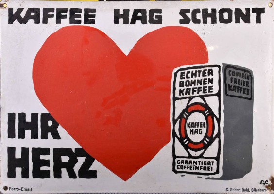 Old enamel sign Kaffe Hag