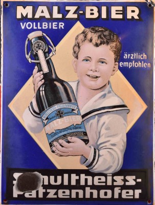 Old enamel sign Schultheiss Patzenhofer