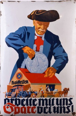 altes Emailleschild Raiffeisen 