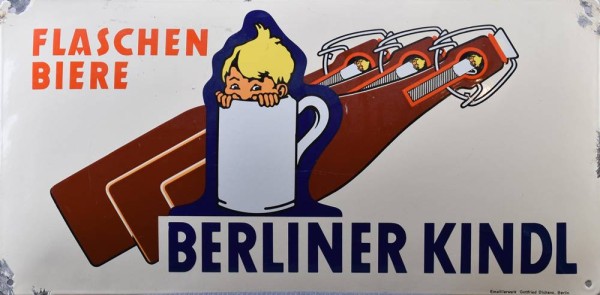 altes Emailleschild Berliner Kindl