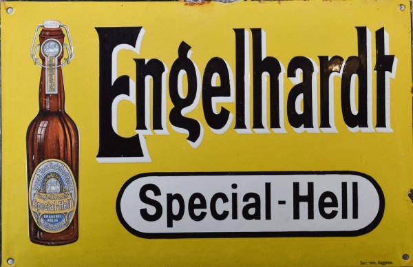 altes Emailleschild Engelhardt Bier