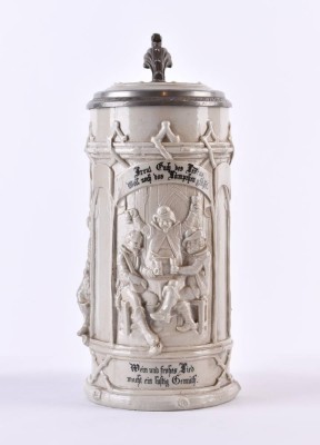 Freimaurer Bierkrug Villeroy & Boch Mettlach um 1900