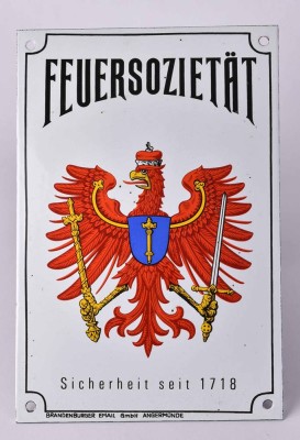 Altes Emailleschild Feuersozietät