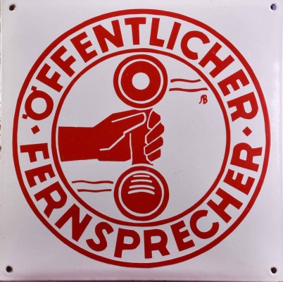 Old enamel sign Public telephone