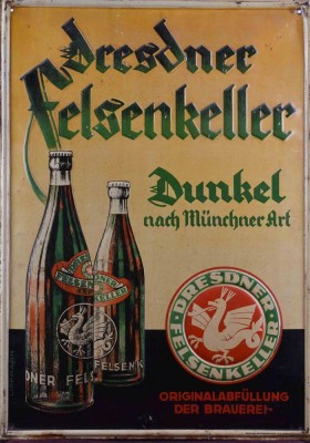 Old enamel sign Dresdner Felsenkeller
