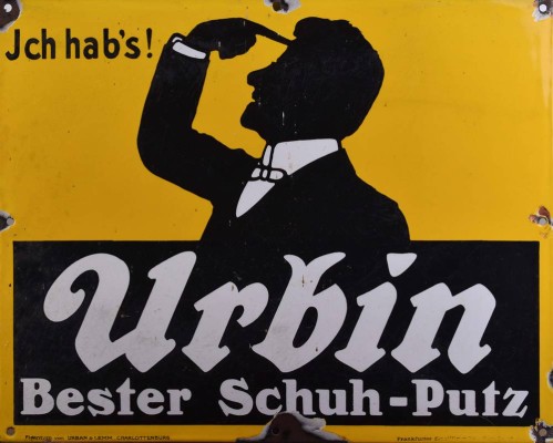 altes Emailleschild Urbin