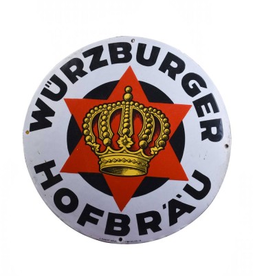 altes Emailleschild Würzburger Hofbräu