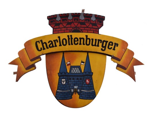 altes Emailleschild Charlottenburger Wappen
