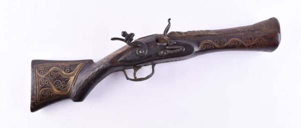 Tromblon pistol with flintlock 18th century probably France