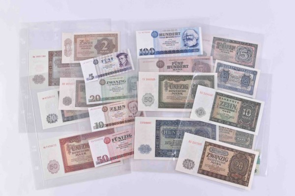 A group of banknotes GDR