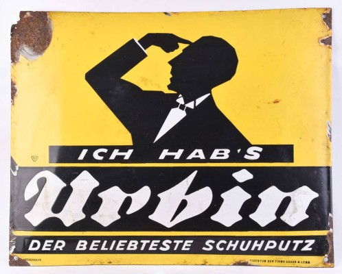 altes Emailleschild Urbin