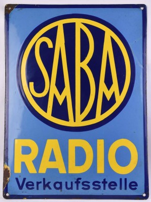 altes Emailleschild Saba Radio