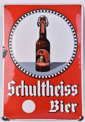 altes Emailleschild Schultheiss Bier