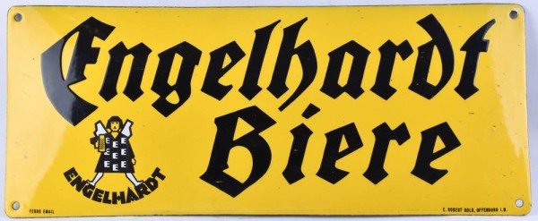 altes Emailleschild Engelhardt Biere