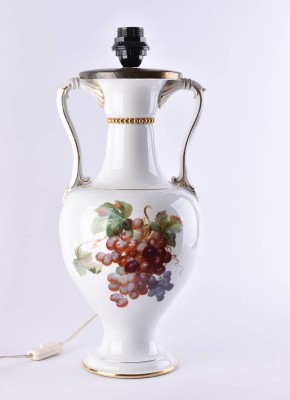 Large Meissen vase with handle converted into a lamp