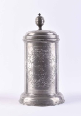 Roller pewter jug, circa 1812