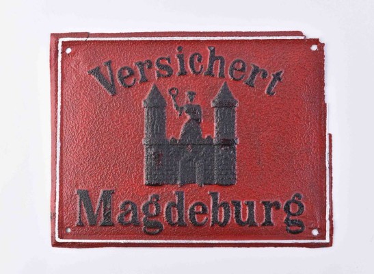 Old advertising sign - insured Magdeburg around 1910