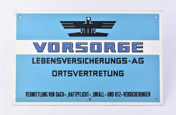 altes Werbeschild Vorsorge- Lebensversicherungs-AG 50er Jahre