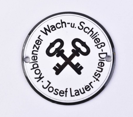 Old advertising sign Koblenzer Wach- u. Schließdienst, Josef Lauer