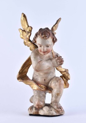 Kneeling winged baroque angel c. 1700/20