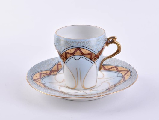 Art Nouveau vitrine cup with saucer Karlsbad