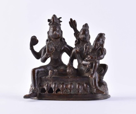 Shiva, Parvati und Ganesha Figurengruppe, Indien 19./20. Jhd.