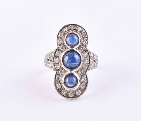 Art  Deco Saphir-Brillant Ring Art Deco