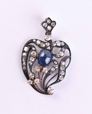Jugendstil-Brillant- Saphir Anhänger