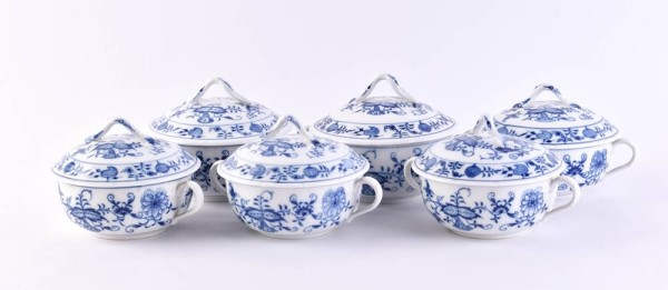 6 Suppentassen mit Deckel, Meissen