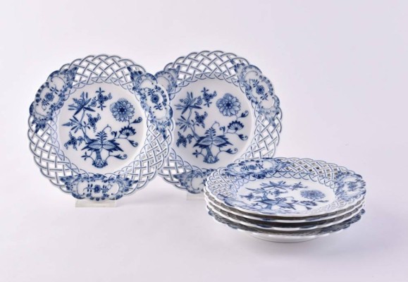 6 Meissen cake plates