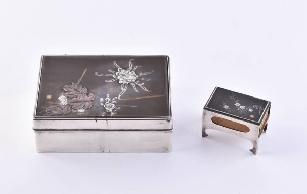 Cigarette box and matchbox stand Japan, Meiji period