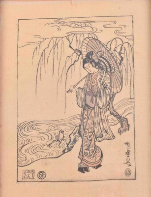 Drawing in Ukiyo-e style, Japan Edo/ Meiji