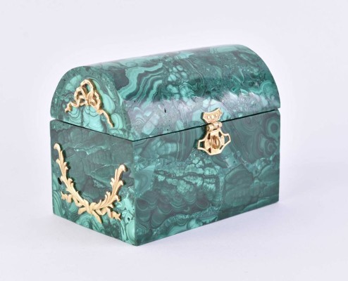 Kleine Malachit Deckeltruhe Russland