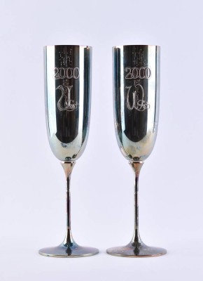 1 Paar limitierte Millenium - Champagnerkelche Robbe & Berking 