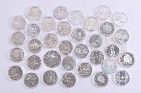 A group of silver coins of the Federal Republic of Germany