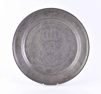 Large pewter plate Frederick William I Prussia 1723