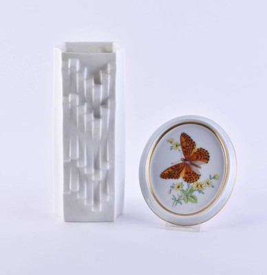 Kleiner Wandteller und Vase Hutschenreuther