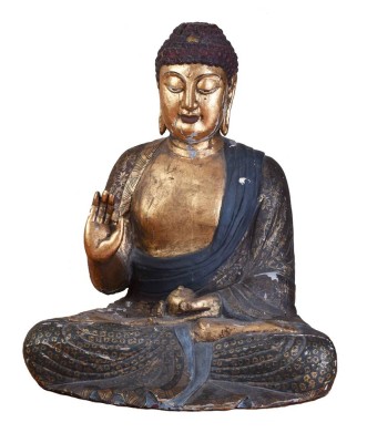 Holzstatue des Buddha Amida oder Shaka, Japan Edo- Periode