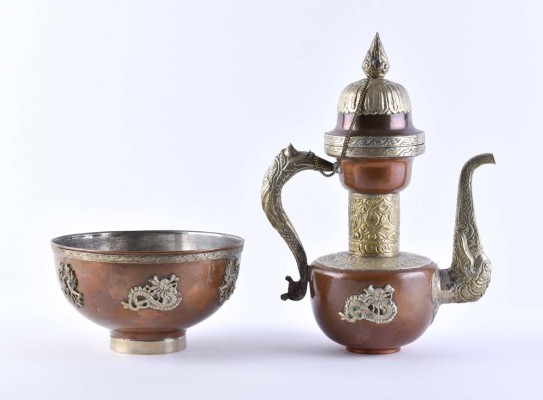 Kanne und Schale Tibet, Qing Dynastie