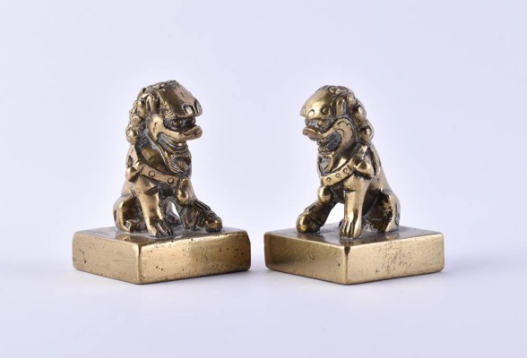 1 Paar Bronzesiegel China 19. Jhd., Qing- Dynastie