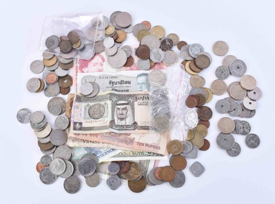 small batch of coins and banknotes