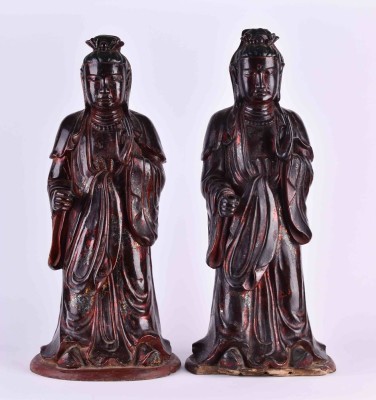 Paar Tempelfiguren Vietnam / Süd China Qing-Dynastie 18. / 19. Jhd. [1]