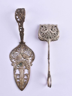 Gebäckzange und Tortenheber um 1900