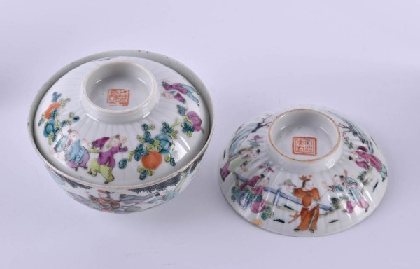 Eine Teeschale und 2 Deckel Qing - Dynastie