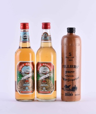 2 Flaschen Linie Aquavit & 1 Flasche Jenever