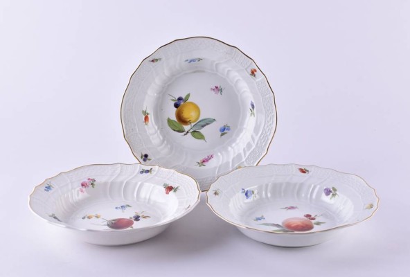 Three soup plates Meissen 19th century