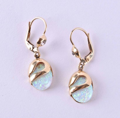 Paar Opal Brillant Ohrringe